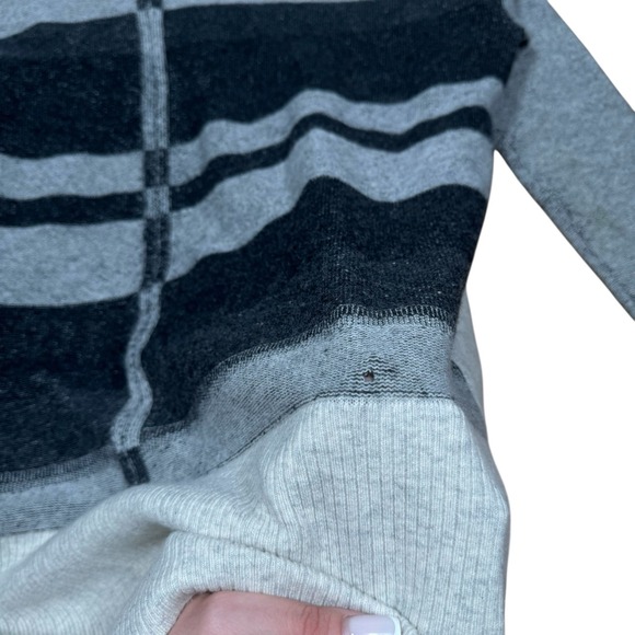 VINCE Cashmere & Wool Sz S Gray & Black Color Block Striped Open Front Cardigan - Picture 9 of 15